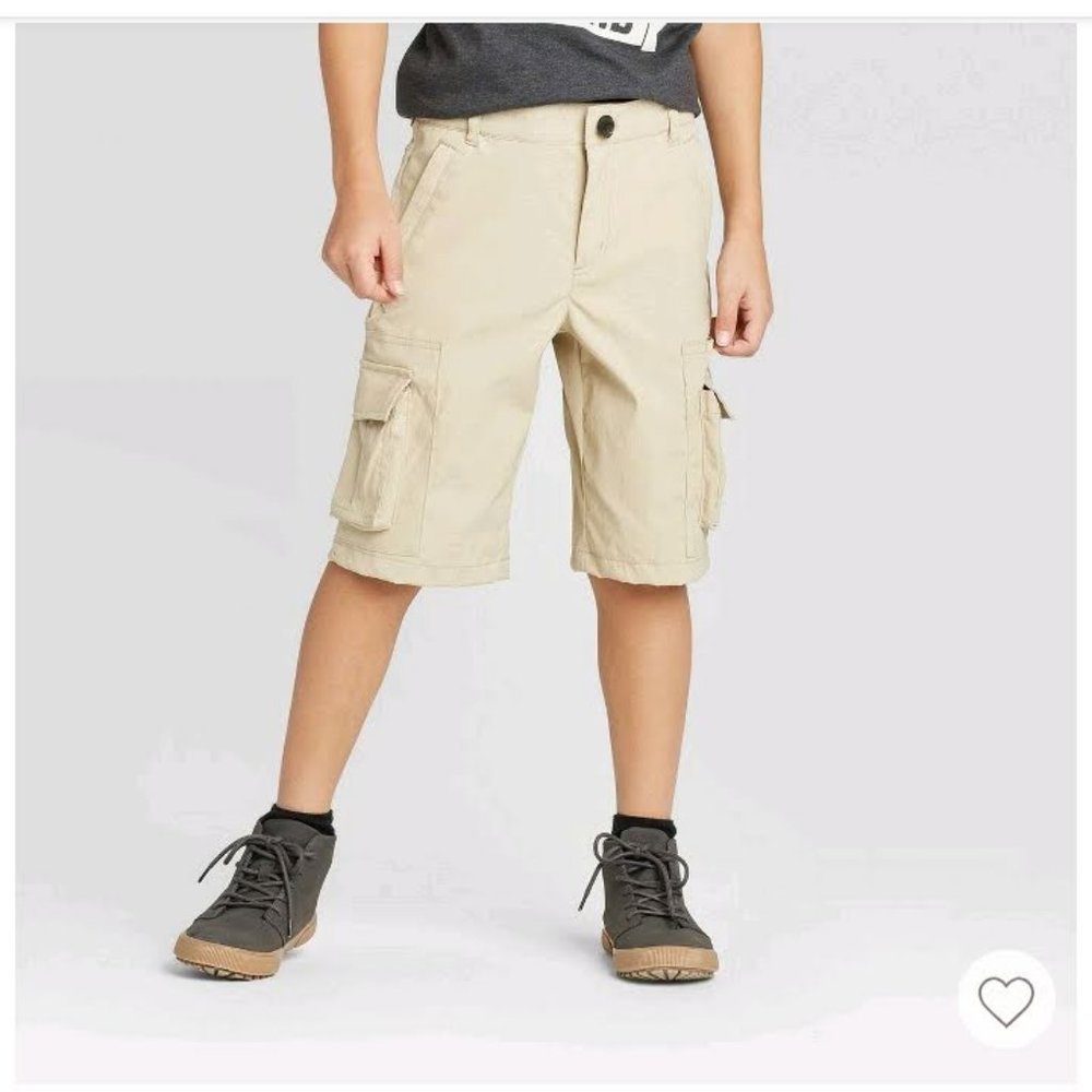 Boys' Techy Stretch Cargo Shorts- Beige